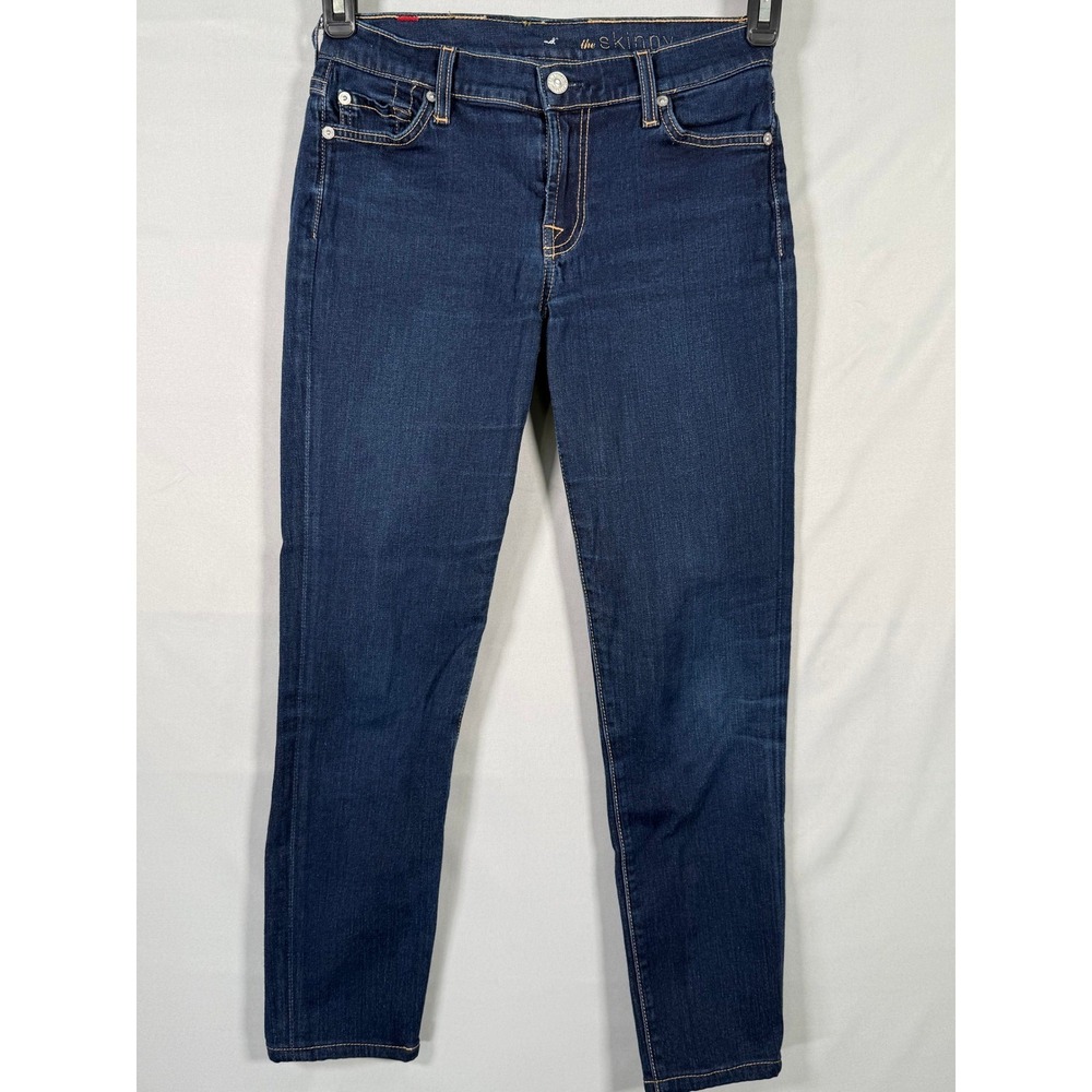 7 For All Mankind The Skinny Jeans‎ Womens 27 Dark Wash Indigo Low Rise Denim - Picture 2 of 10